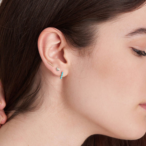 14kt Gold Solid Bar Stud Earrings